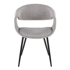 Curvo Upholstered Chair - Set of 2 - Black Metal, Grey Fabric
