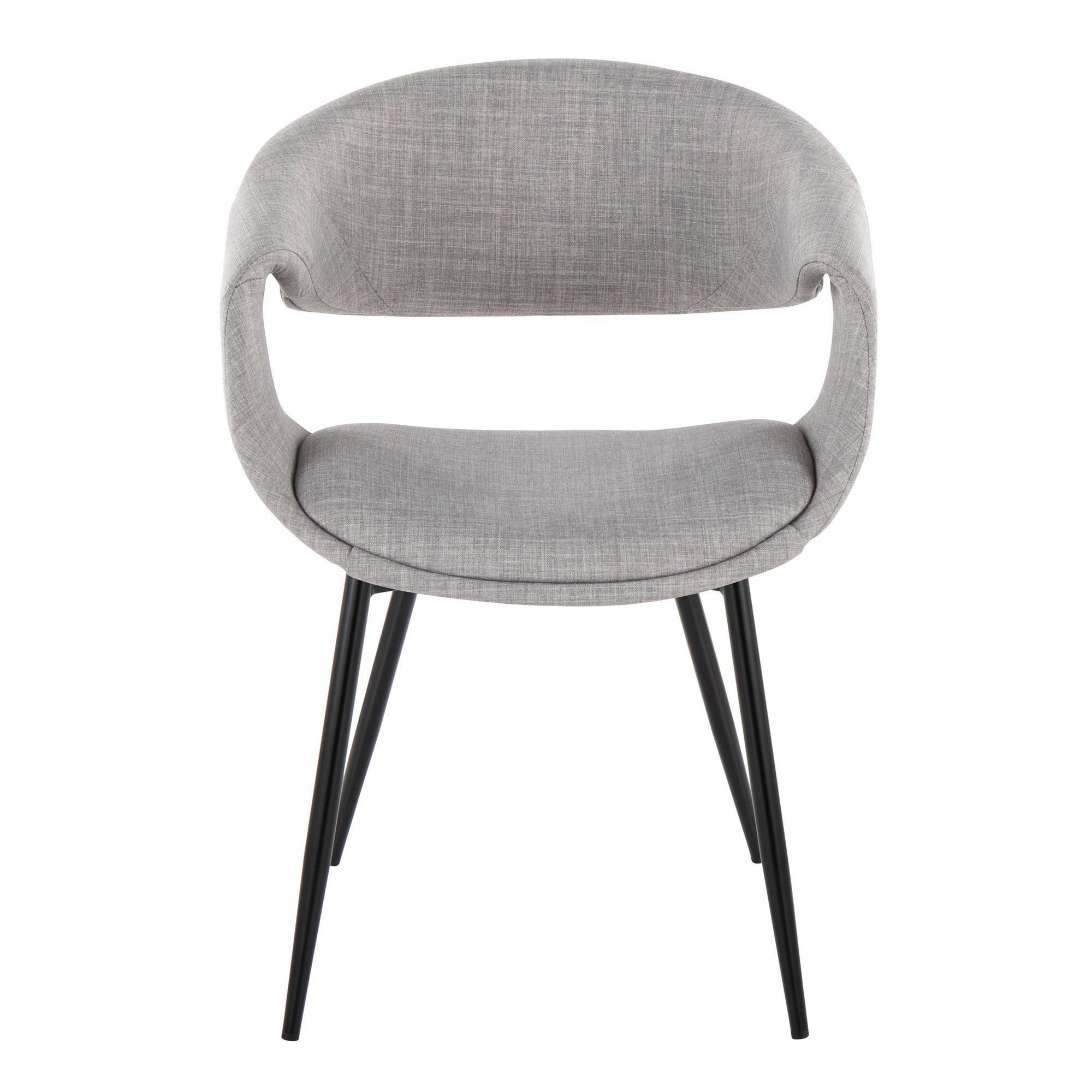Curvo Upholstered Chair - Set of 2 - Black Metal, Grey Fabric