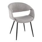 Curvo Upholstered Chair - Set of 2 - Black Metal, Grey Fabric