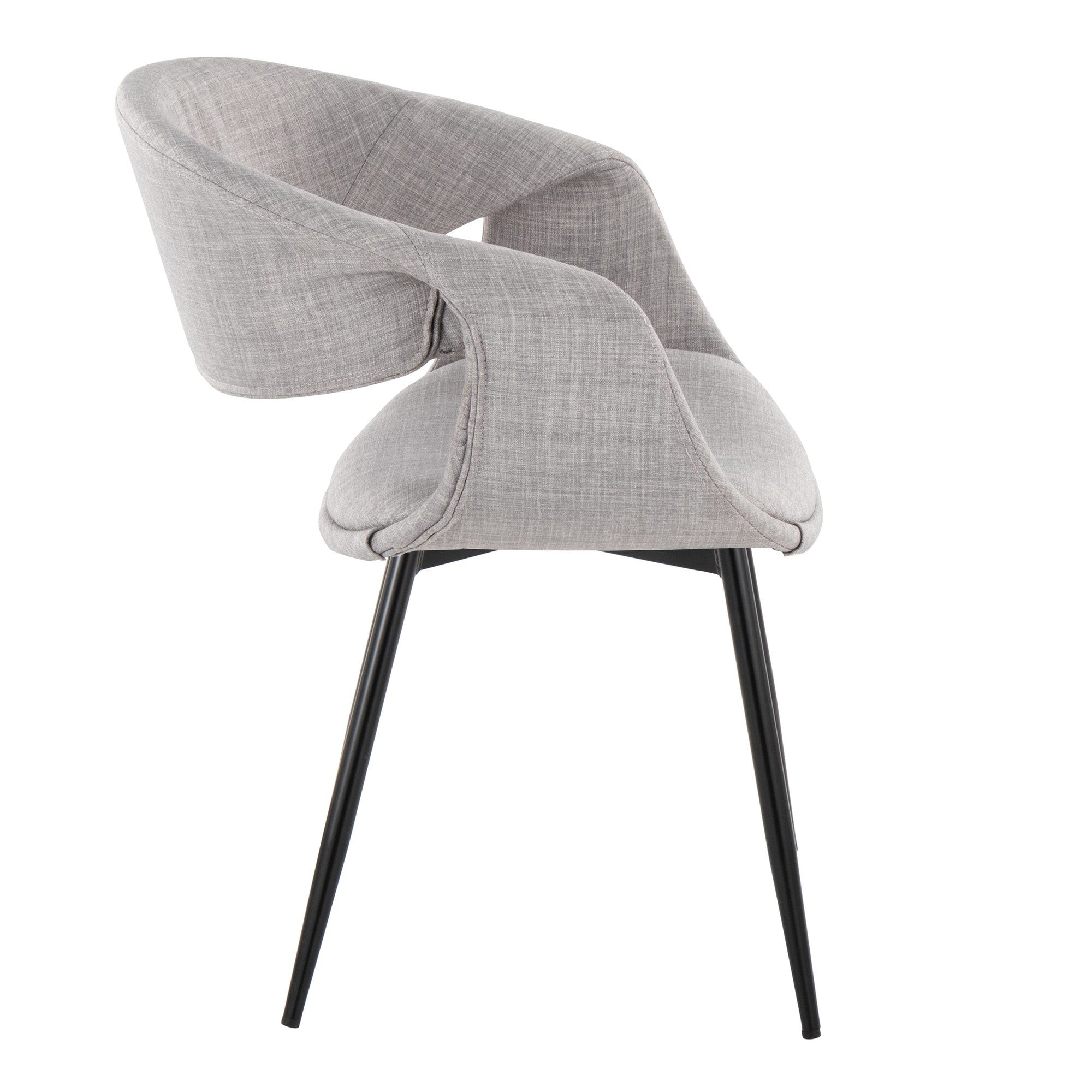 Curvo Upholstered Chair - Set of 2 - Black Metal, Grey Fabric