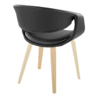Curvo Upholstered Chair - Set of 2 - Natural Wood, Black PU