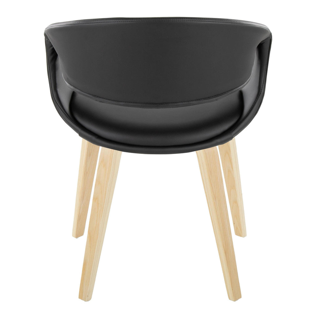 Curvo Upholstered Chair - Set of 2 - Natural Wood, Black PU