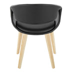Curvo Upholstered Chair - Set of 2 - Natural Wood, Black PU