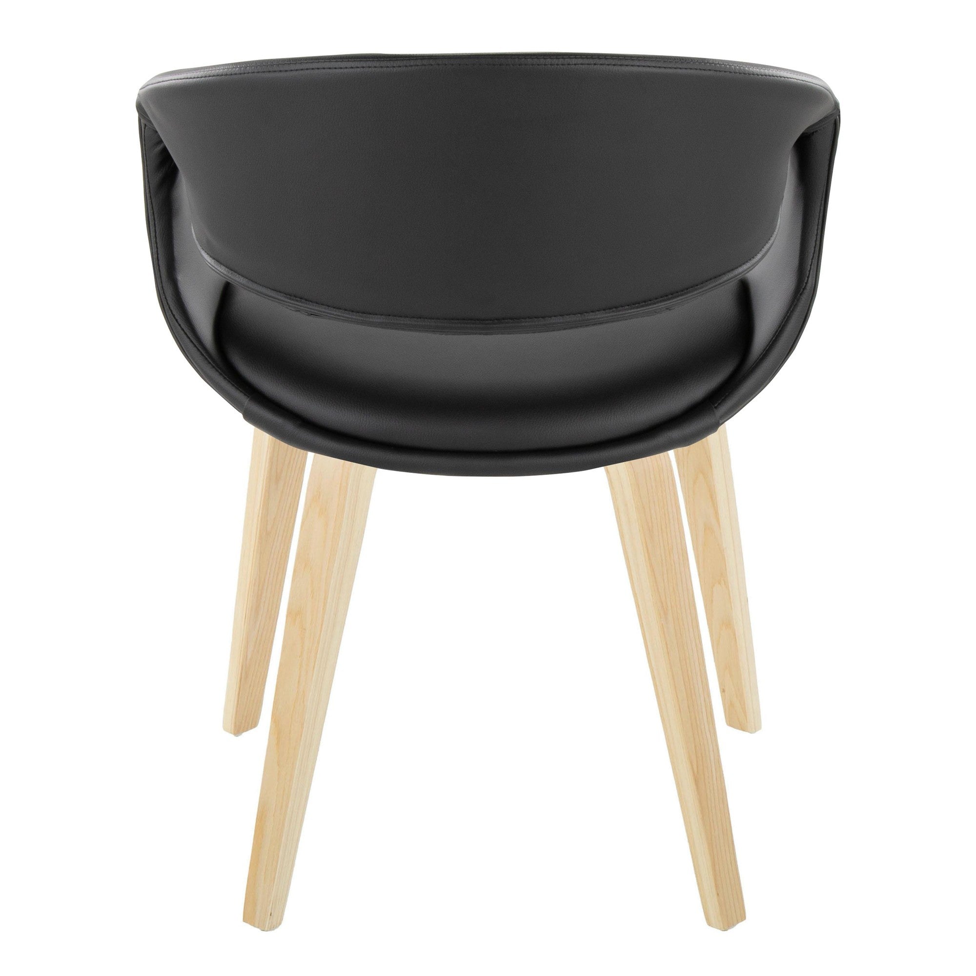 Curvo Upholstered Chair - Set of 2 - Natural Wood, Black PU