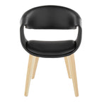 Curvo Upholstered Chair - Set of 2 - Natural Wood, Black PU