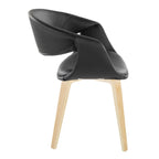 Curvo Upholstered Chair - Set of 2 - Natural Wood, Black PU