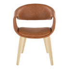 Curvo Upholstered Chair - Set of 2 - Natural Wood, Camel PU