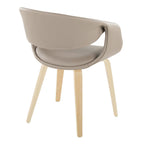 Curvo Upholstered Chair - Set of 2 - Natural Wood, Light Grey PU