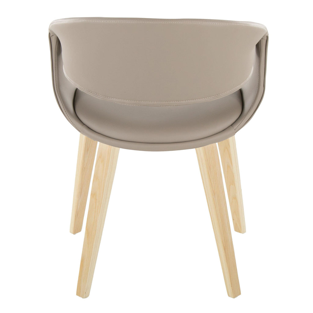 Curvo Upholstered Chair - Set of 2 - Natural Wood, Light Grey PU