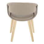 Curvo Upholstered Chair - Set of 2 - Natural Wood, Light Grey PU