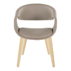 Curvo Upholstered Chair - Set of 2 - Natural Wood, Light Grey PU