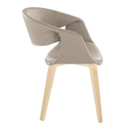 Curvo Upholstered Chair - Set of 2 - Natural Wood, Light Grey PU