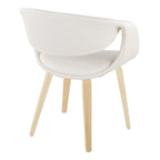 Curvo Upholstered Chair - Set of 2 - Natural Wood, White PU