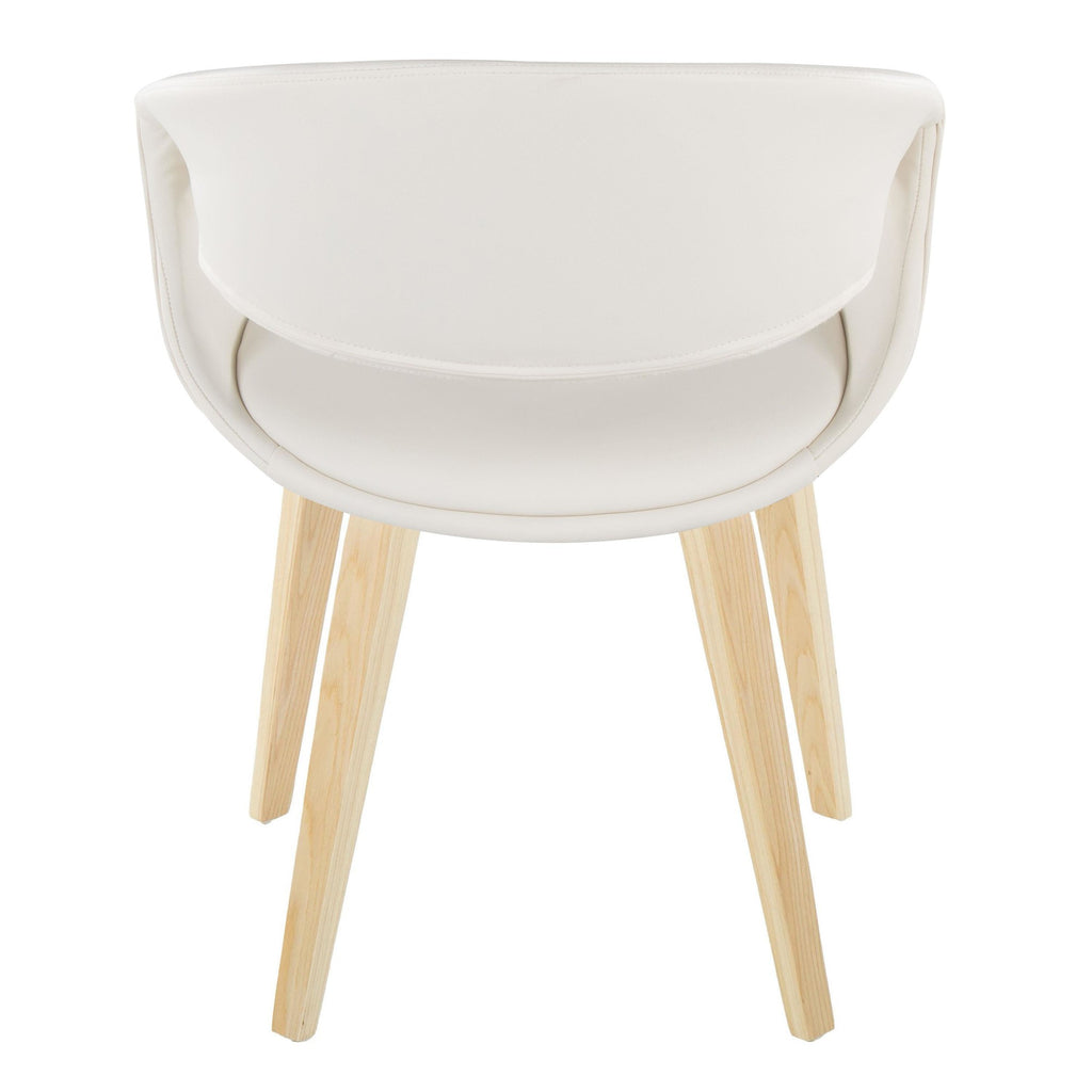 Curvo Upholstered Chair - Set of 2 - Natural Wood, White PU