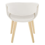 Curvo Upholstered Chair - Set of 2 - Natural Wood, White PU
