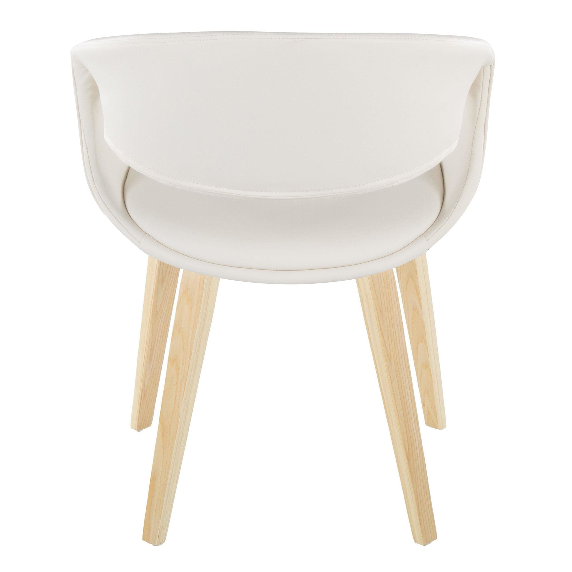 Curvo Upholstered Chair - Set of 2 - Natural Wood, White PU