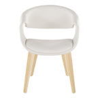 Curvo Upholstered Chair - Set of 2 - Natural Wood, White PU