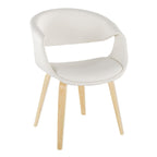 Curvo Upholstered Chair - Set of 2 - Natural Wood, White PU