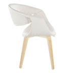 Curvo Upholstered Chair - Set of 2 - Natural Wood, White PU