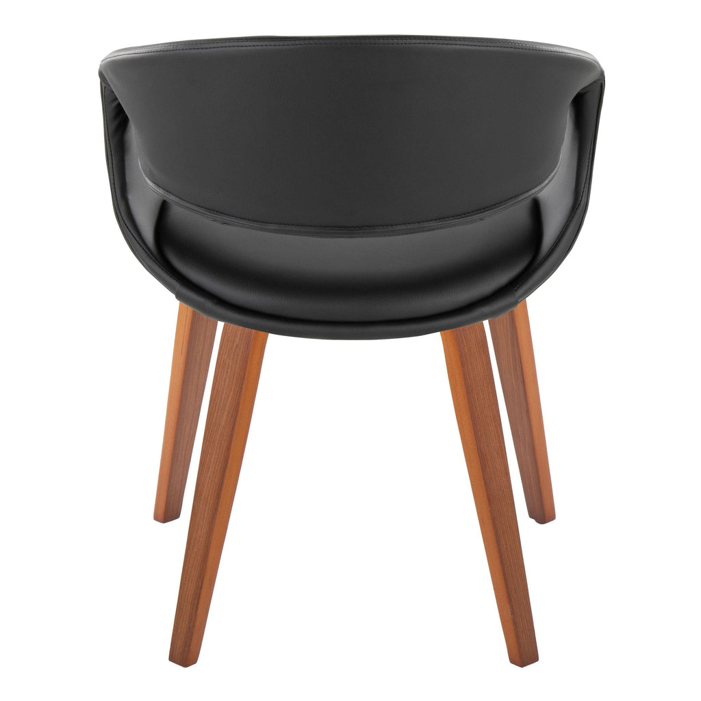 Curvo Upholstered Chair - Set of 2 - Walnut Wood, Black PU