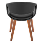 Curvo Upholstered Chair - Set of 2 - Walnut Wood, Black PU