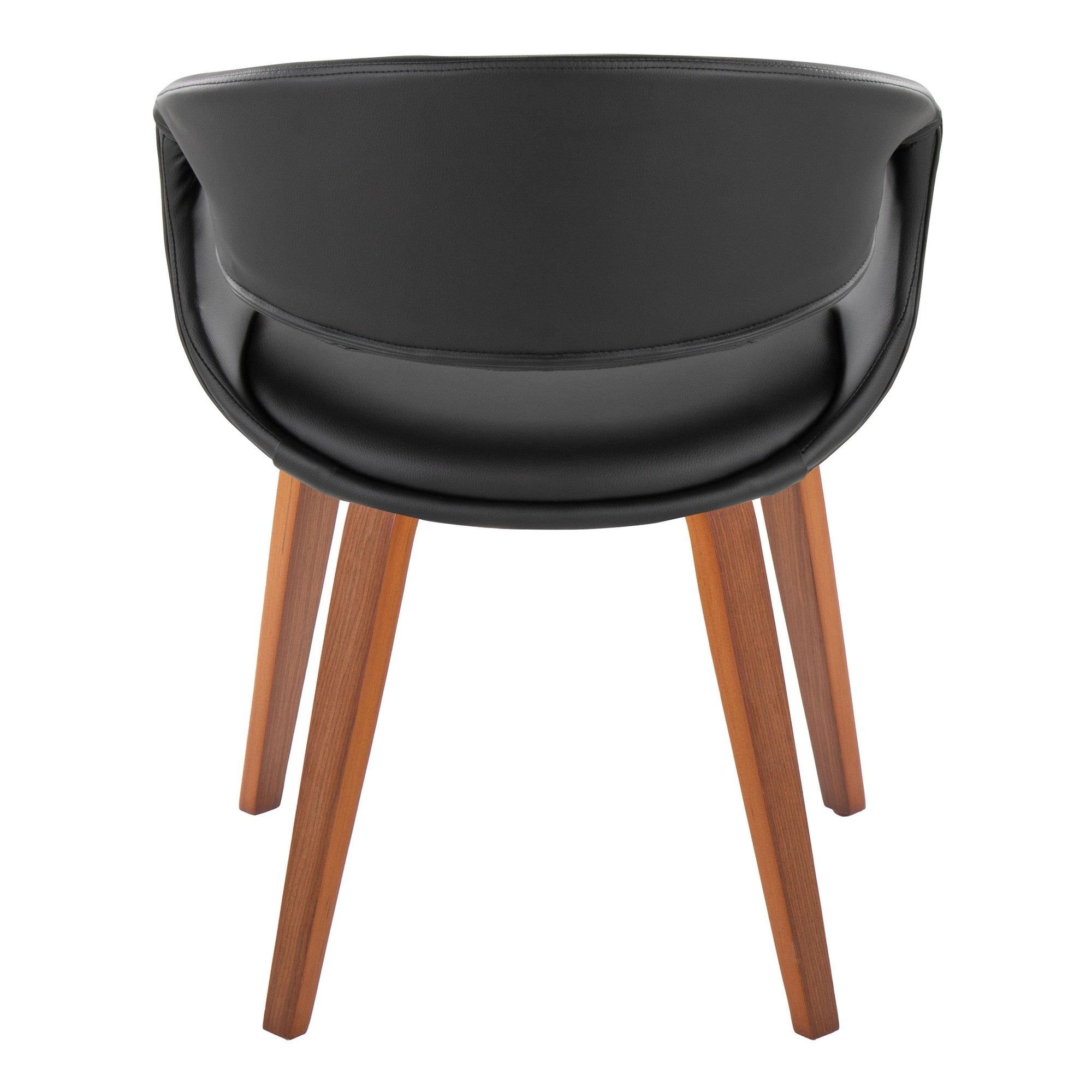 Curvo Upholstered Chair - Set of 2 - Walnut Wood, Black PU