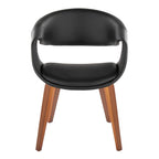 Curvo Upholstered Chair - Set of 2 - Walnut Wood, Black PU