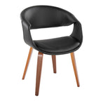 Curvo Upholstered Chair - Set of 2 - Walnut Wood, Black PU
