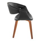 Curvo Upholstered Chair - Set of 2 - Walnut Wood, Black PU