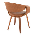 Curvo Upholstered Chair - Set of 2 - Walnut Wood, Camel PU