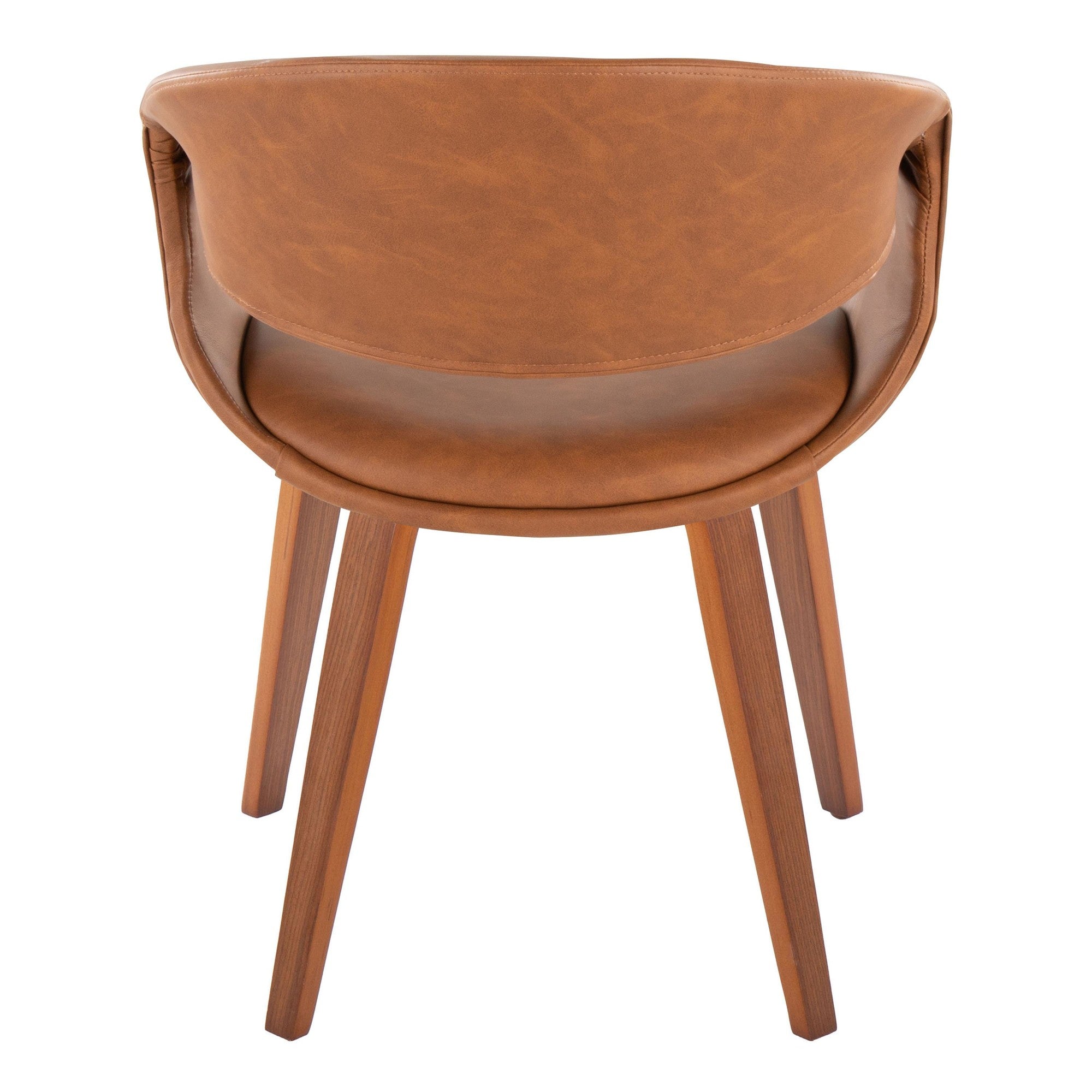 Curvo Upholstered Chair - Set of 2 - Walnut Wood, Camel PU