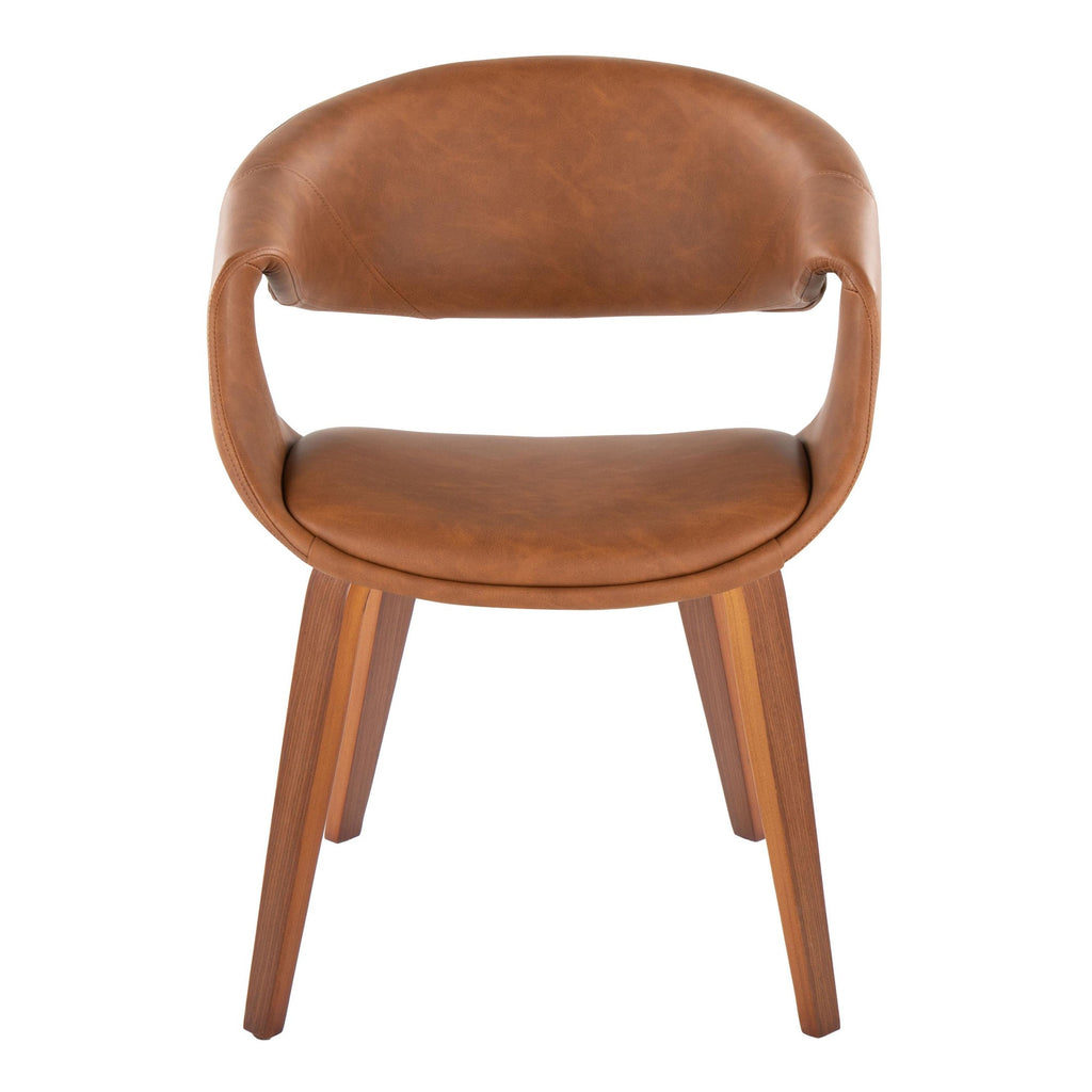 Curvo Upholstered Chair - Set of 2 - Walnut Wood, Camel PU