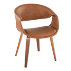Curvo Upholstered Chair - Set of 2 - Walnut Wood, Camel PU