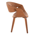 Curvo Upholstered Chair - Set of 2 - Walnut Wood, Camel PU