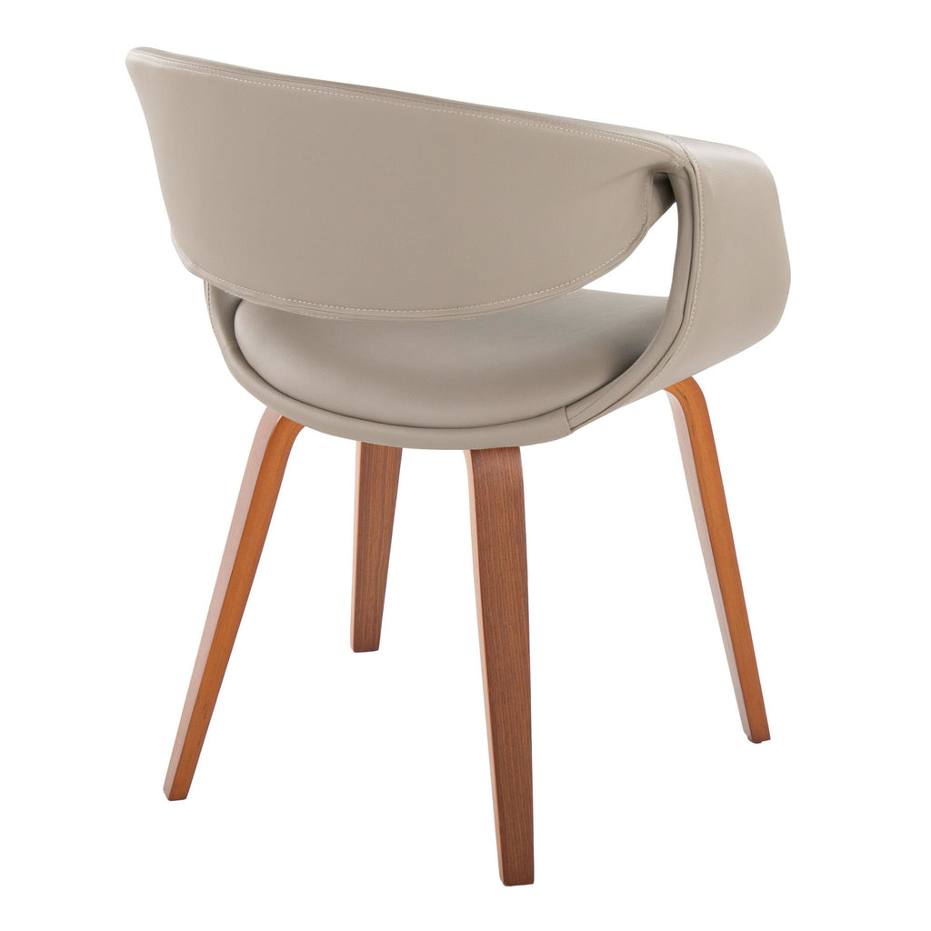Curvo Upholstered Chair - Set of 2 - Walnut Wood, Light Grey PU