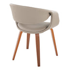 Curvo Upholstered Chair - Set of 2 - Walnut Wood, Light Grey PU