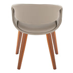 Curvo Upholstered Chair - Set of 2 - Walnut Wood, Light Grey PU