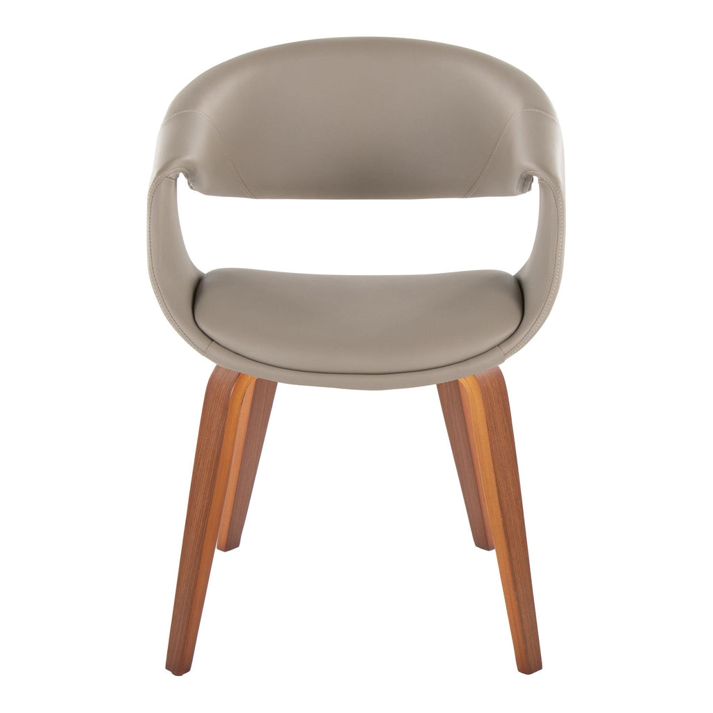 Curvo Upholstered Chair - Set of 2 - Walnut Wood, Light Grey PU