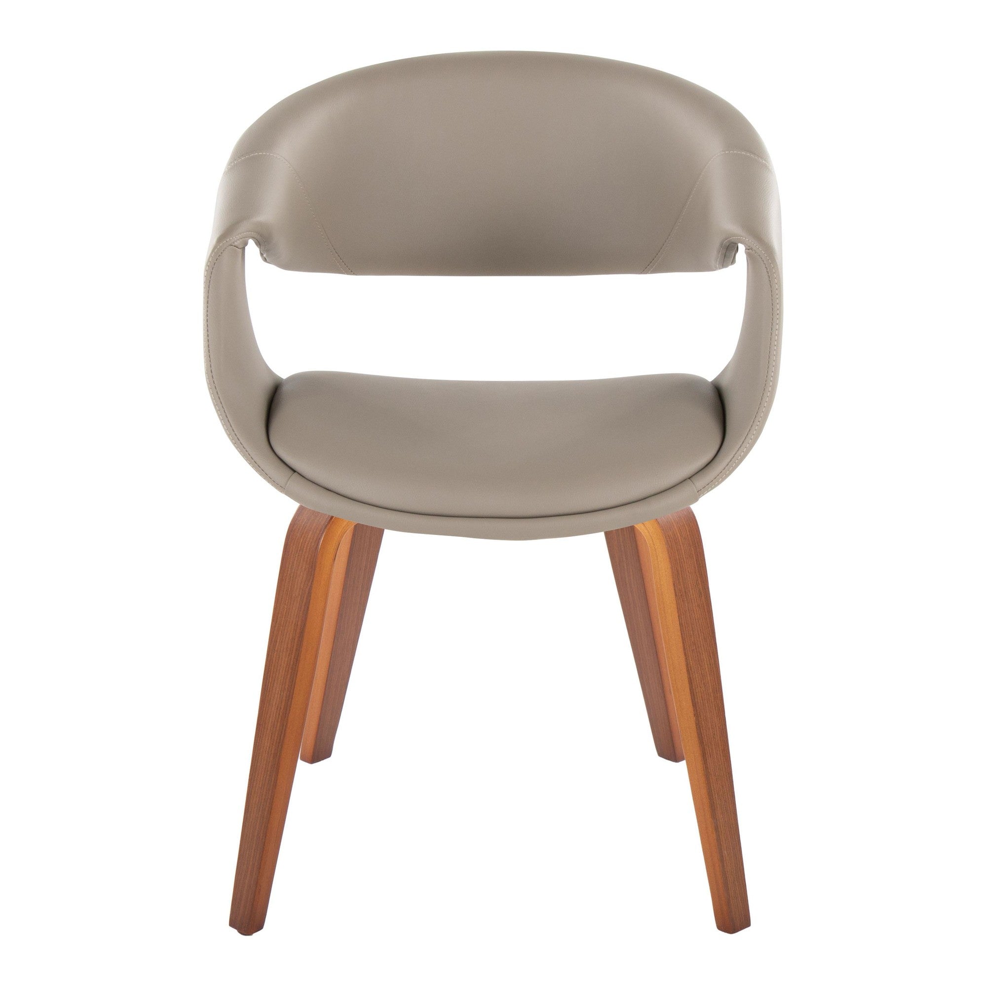 Curvo Upholstered Chair - Set of 2 - Walnut Wood, Light Grey PU