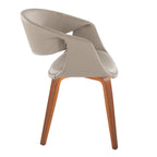 Curvo Upholstered Chair - Set of 2 - Walnut Wood, Light Grey PU