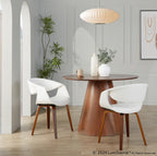 Curvo Upholstered Chair - Set of 2 - Walnut Wood, White PU