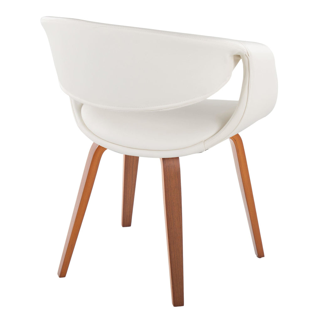 Curvo Upholstered Chair - Set of 2 - Walnut Wood, White PU