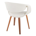 Curvo Upholstered Chair - Set of 2 - Walnut Wood, White PU