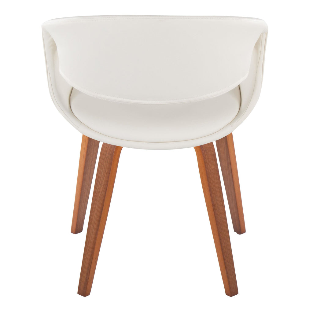 Curvo Upholstered Chair - Set of 2 - Walnut Wood, White PU