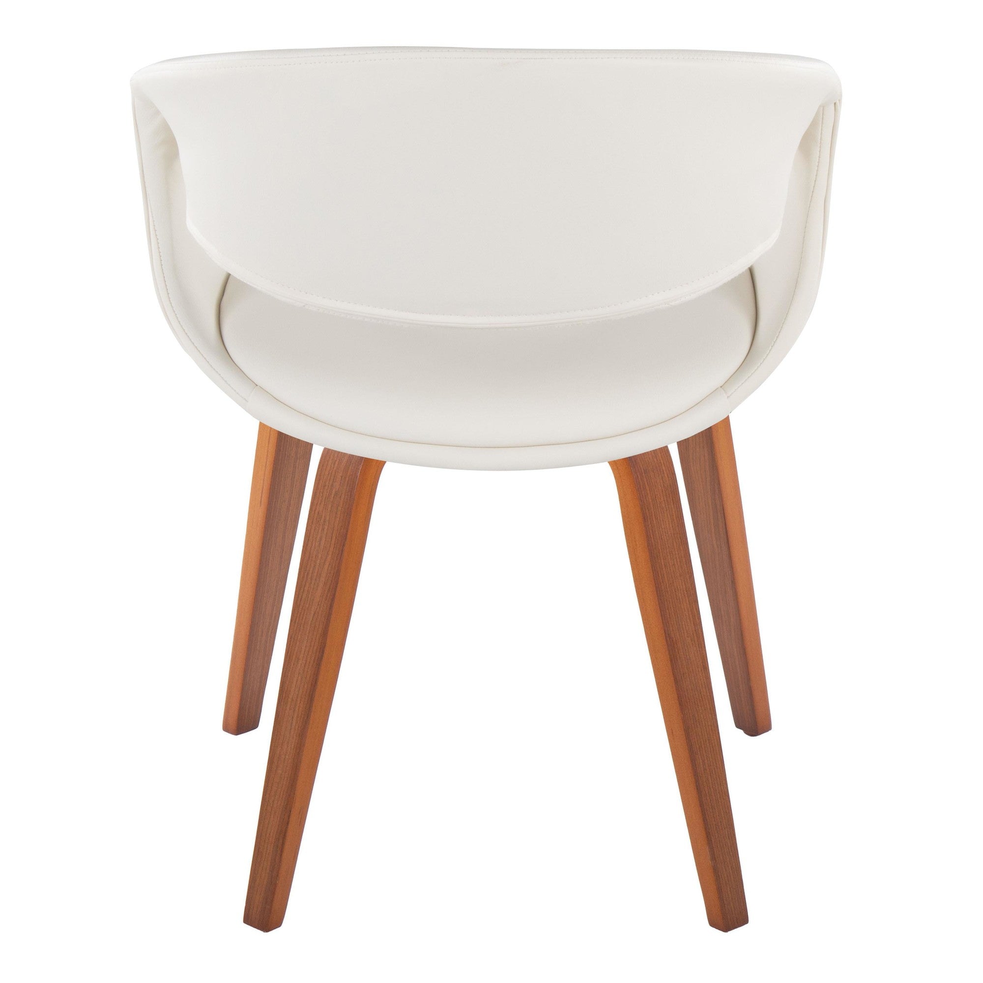 Curvo Upholstered Chair - Set of 2 - Walnut Wood, White PU