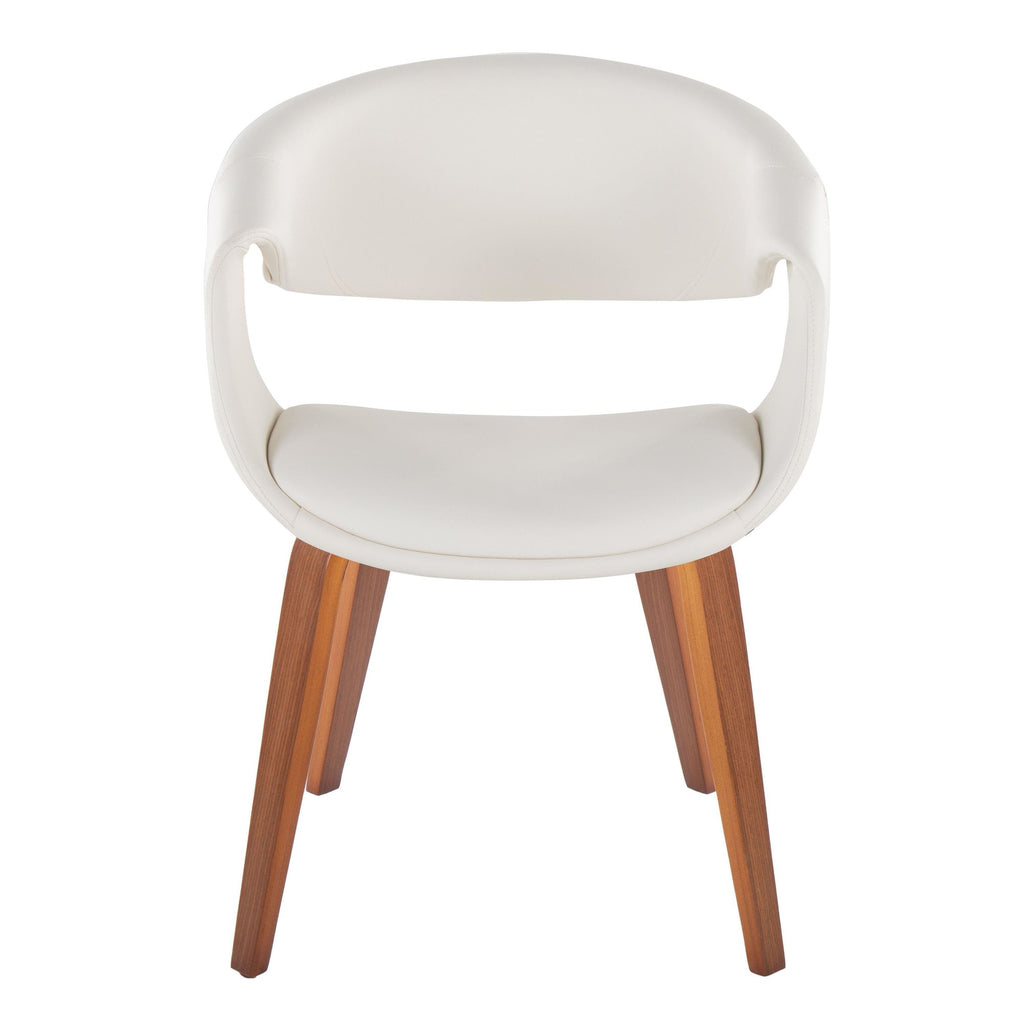 Curvo Upholstered Chair - Set of 2 - Walnut Wood, White PU