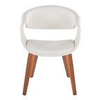 Curvo Upholstered Chair - Set of 2 - Walnut Wood, White PU