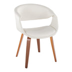 Curvo Upholstered Chair - Set of 2 - Walnut Wood, White PU