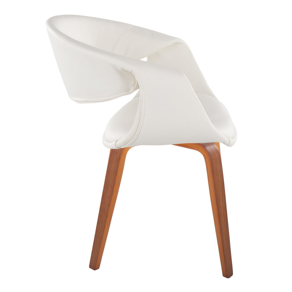 Curvo Upholstered Chair - Set of 2 - Walnut Wood, White PU