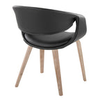 Curvo Upholstered Chair - Set of 2 - Whitewashed Wood, Black PU